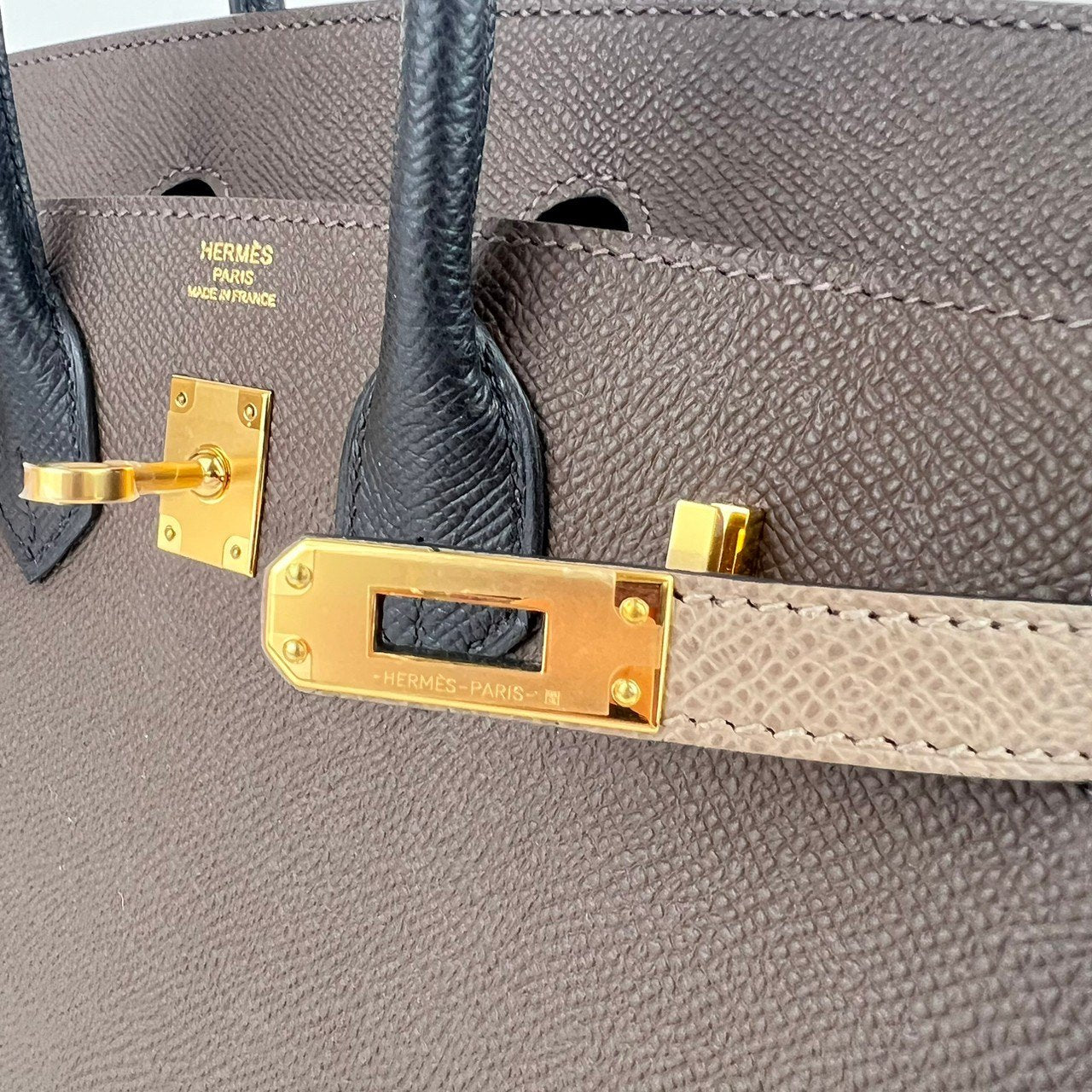 Birkin25 tricolor バーキン25 Ecorce/Etoupe/Black エコルセ/エトープ/ブラック GHW ゴールド金具 Stamp-W W刻印