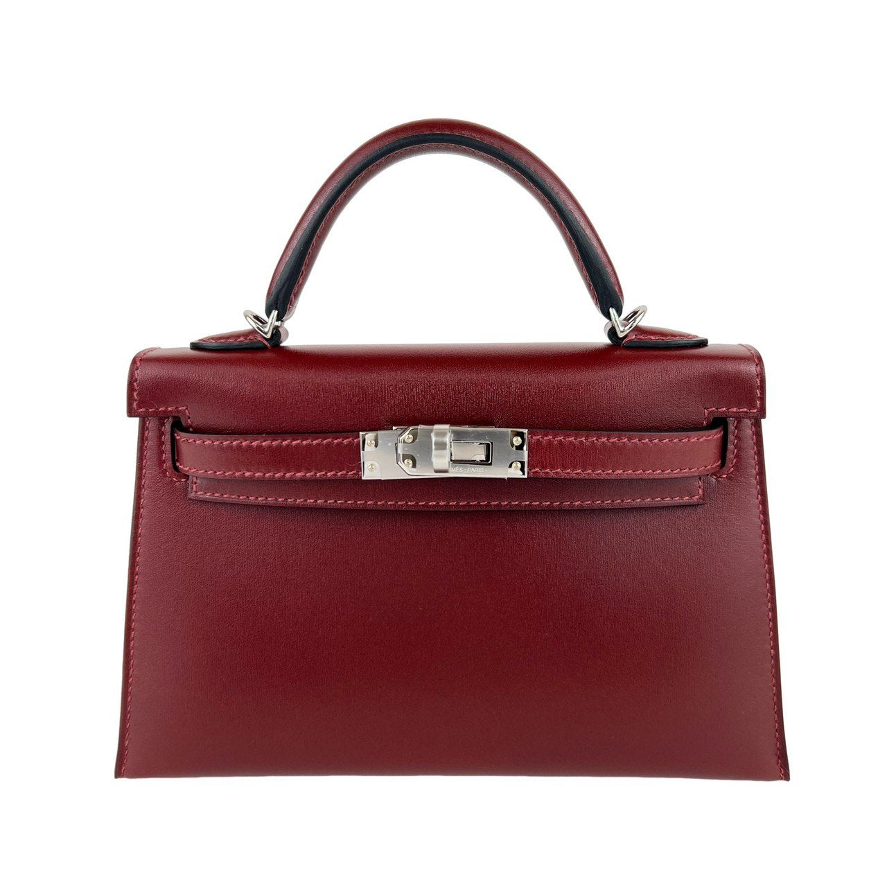 Mini kelly ミニケリー Rouge H ルージュアッシュ PHW シルバー金具 Box calf ボックスカーフ Stamp-W W刻印