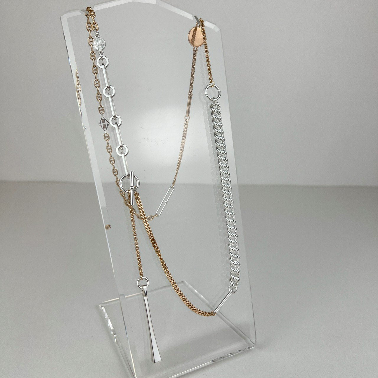 新品未使用 HERMES エルメス Mix and h long necklace ミックス&Hロングネックレス RG金具 ローズゴールド/シルバー
