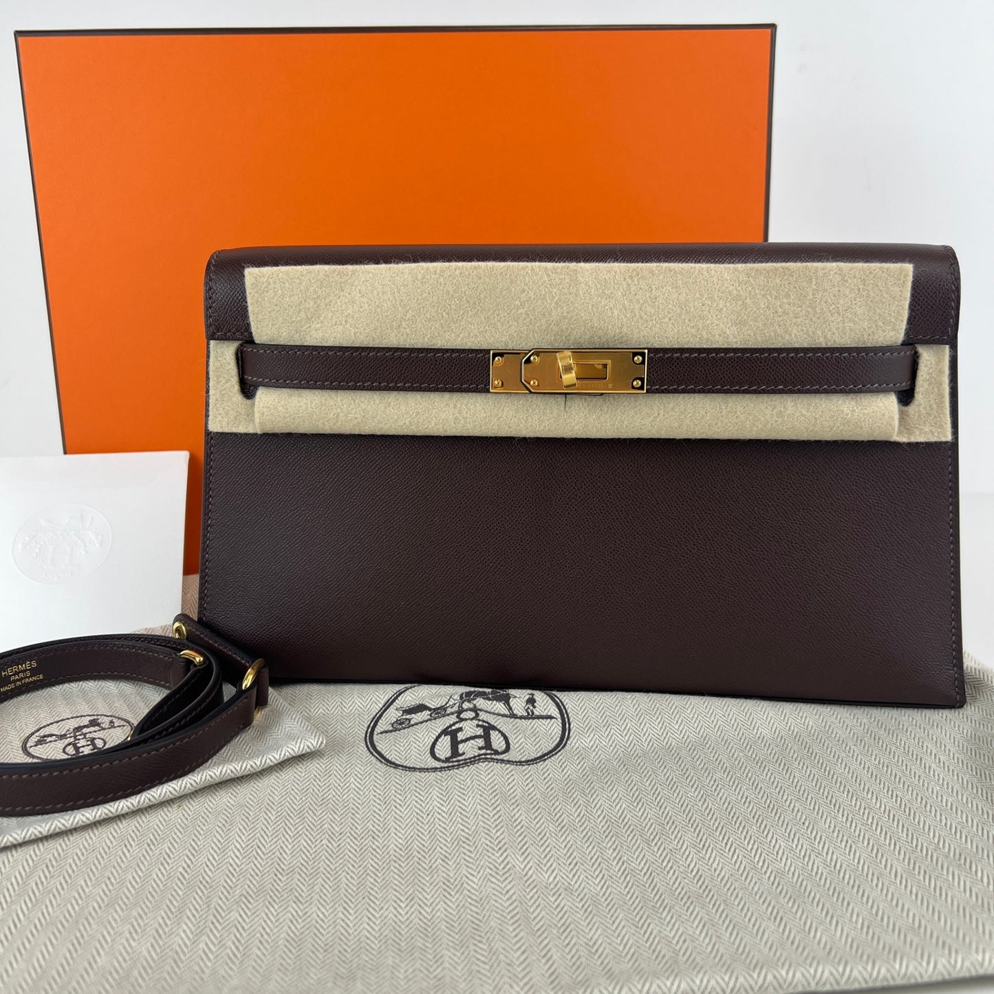 Hermès エルメス Kelly elan ケリーエラン Stamp-W W刻印 Madame マダム Havane ハバナ GHW ゴールド金具
