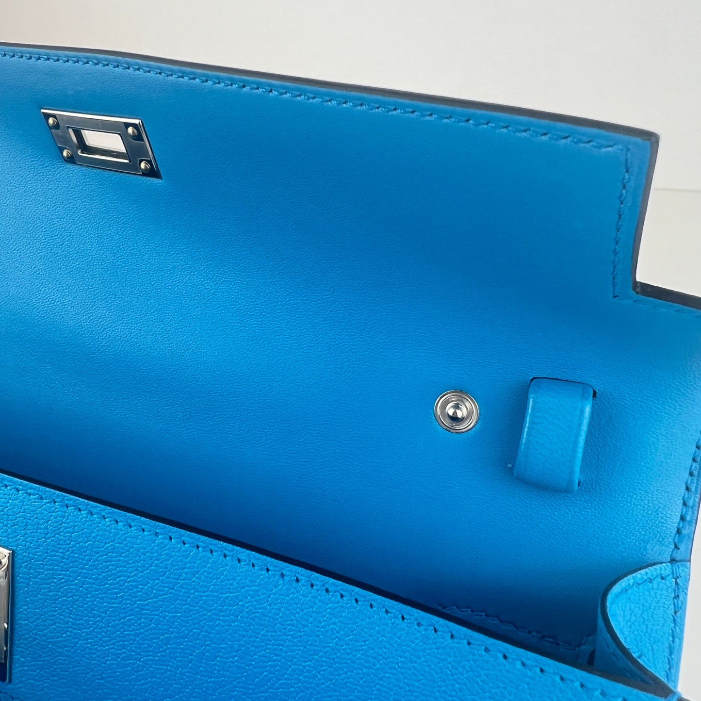 Kelly Elan feather ケリーエランフェザー Blue frida ブルーフリーダ Chevre シェーブル PHW シルバー金具 Stamp-B B刻印