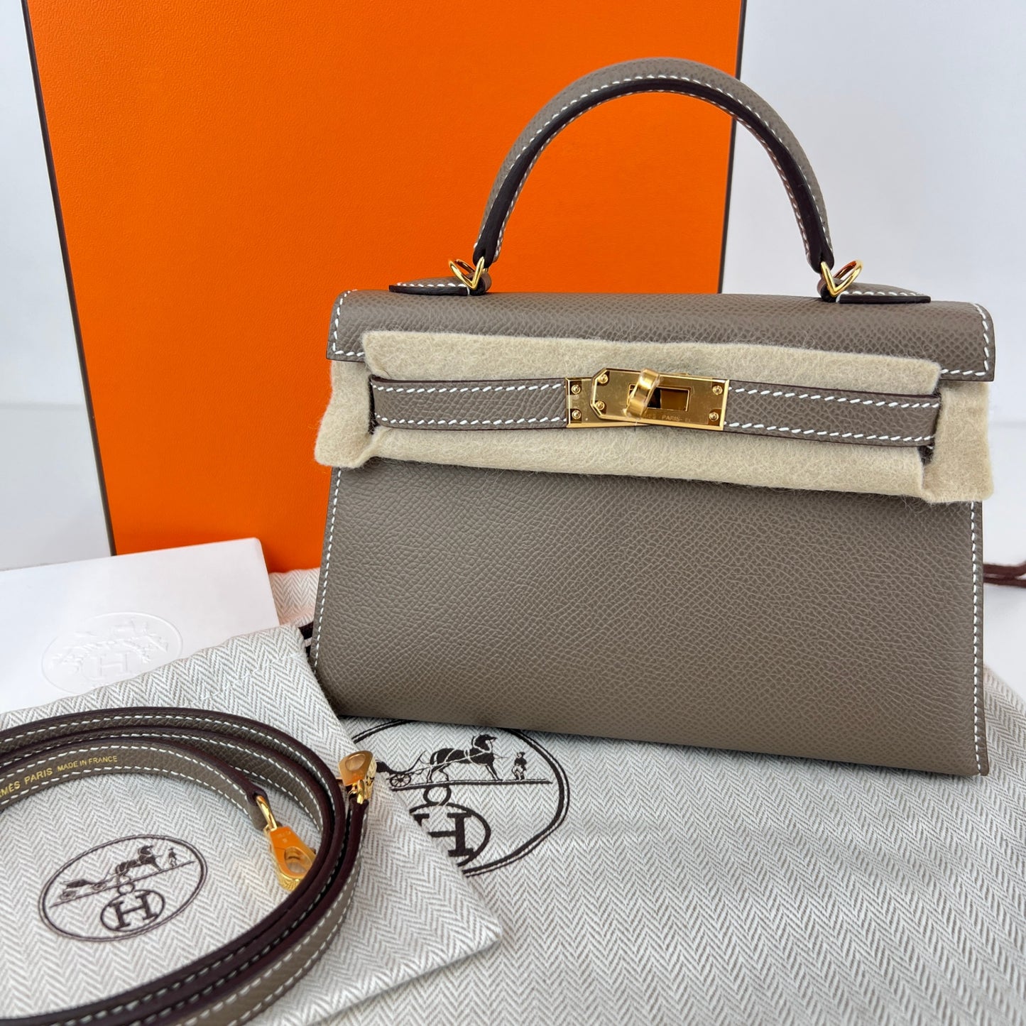 Mini kelly ミニケリー Etoupe エトープ GHW ゴールド金具 Stamp-K K刻印 Epsom エプソン