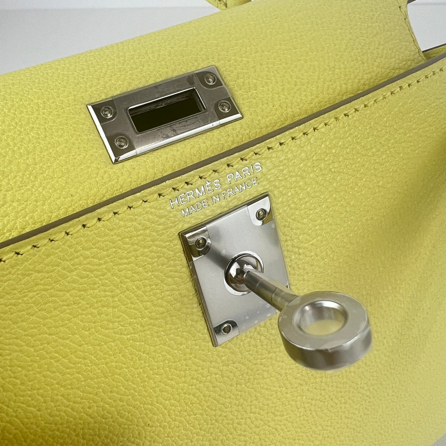 Mini kelly ミニケリー Limoncello リモンチェッロ PHW シルバー金具 Chevre シェーブル Stamp-B B刻印