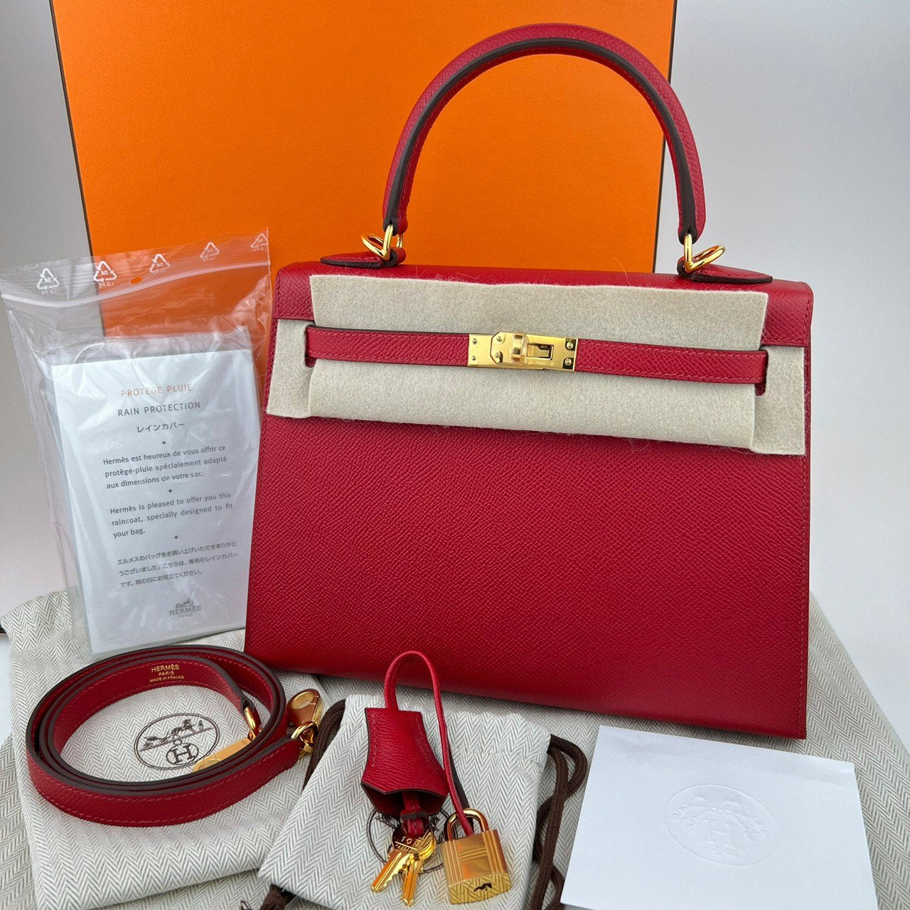 Kelly25 ケリー25 Rouge piment ルージュピマン Epsom エプソン GHW ゴールド金具