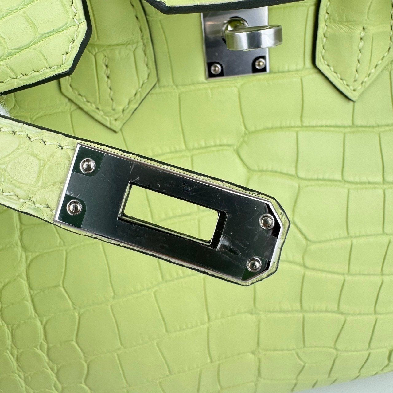 Birkin25 バーキン25 Jaune bourgeon ジョーヌブルジョン Alligatorアリゲーター PHW シルバー金具 Stamp-U U刻印