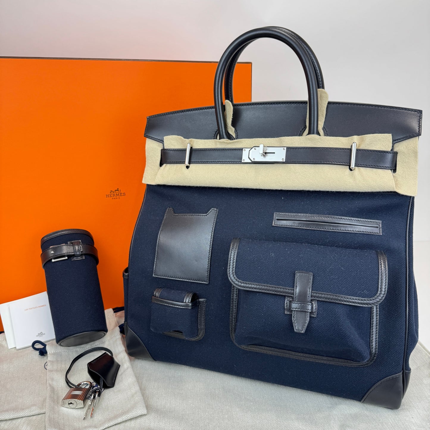 Hac 40 cargo オータクロア40 カーゴ Blue marine ブルーマリーン/Black ブラック Toile goeland/Box calf トワルゴエラン/ボックスカーフ PHW シルバー金具 B刻印
