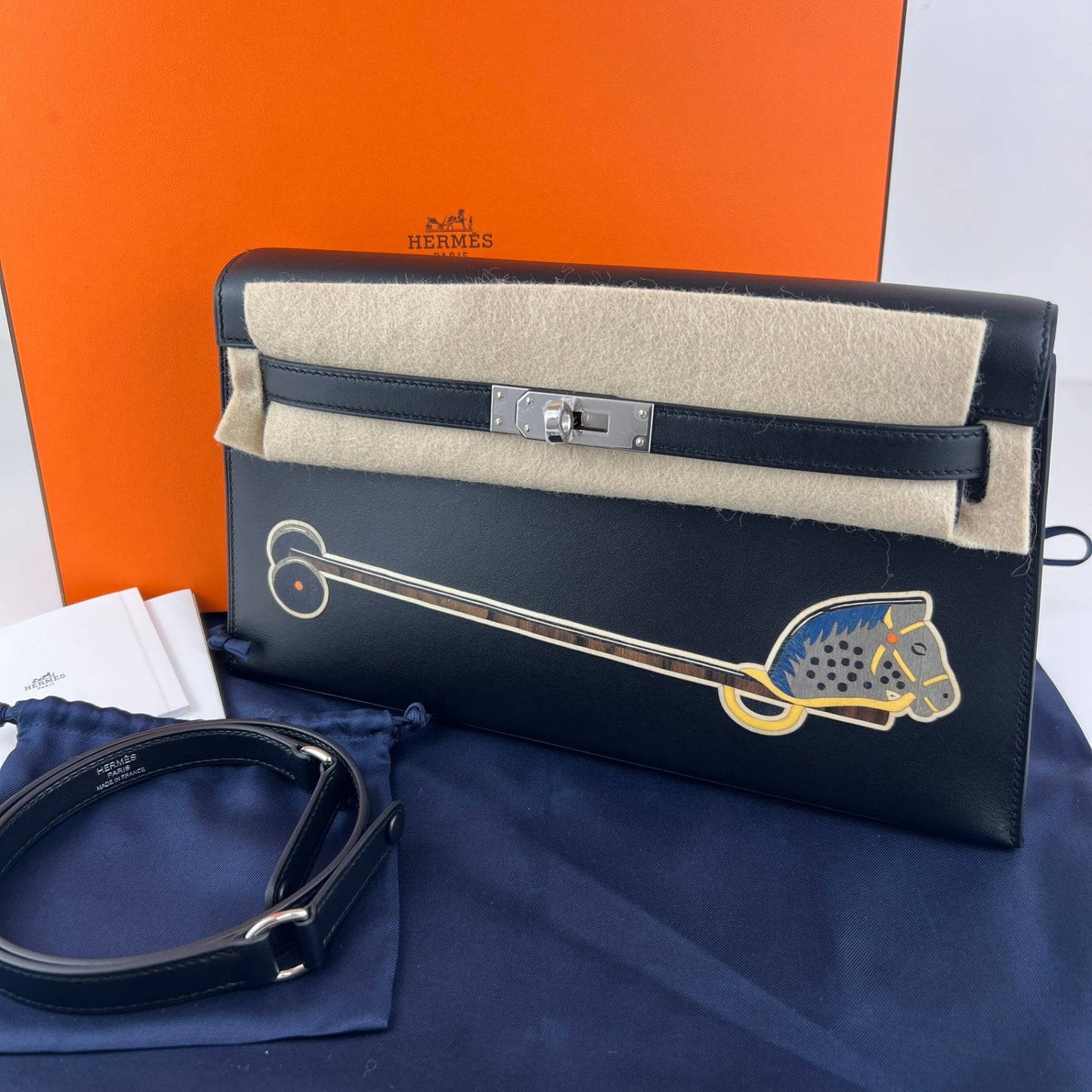 Hermès エルメス Kelly elan cheval de bois ケリーエラン シュヴァル ドゥ ボワ Stamp-W W刻印 Tadelakt タデラクト Black ブラック PHW シルバー金具