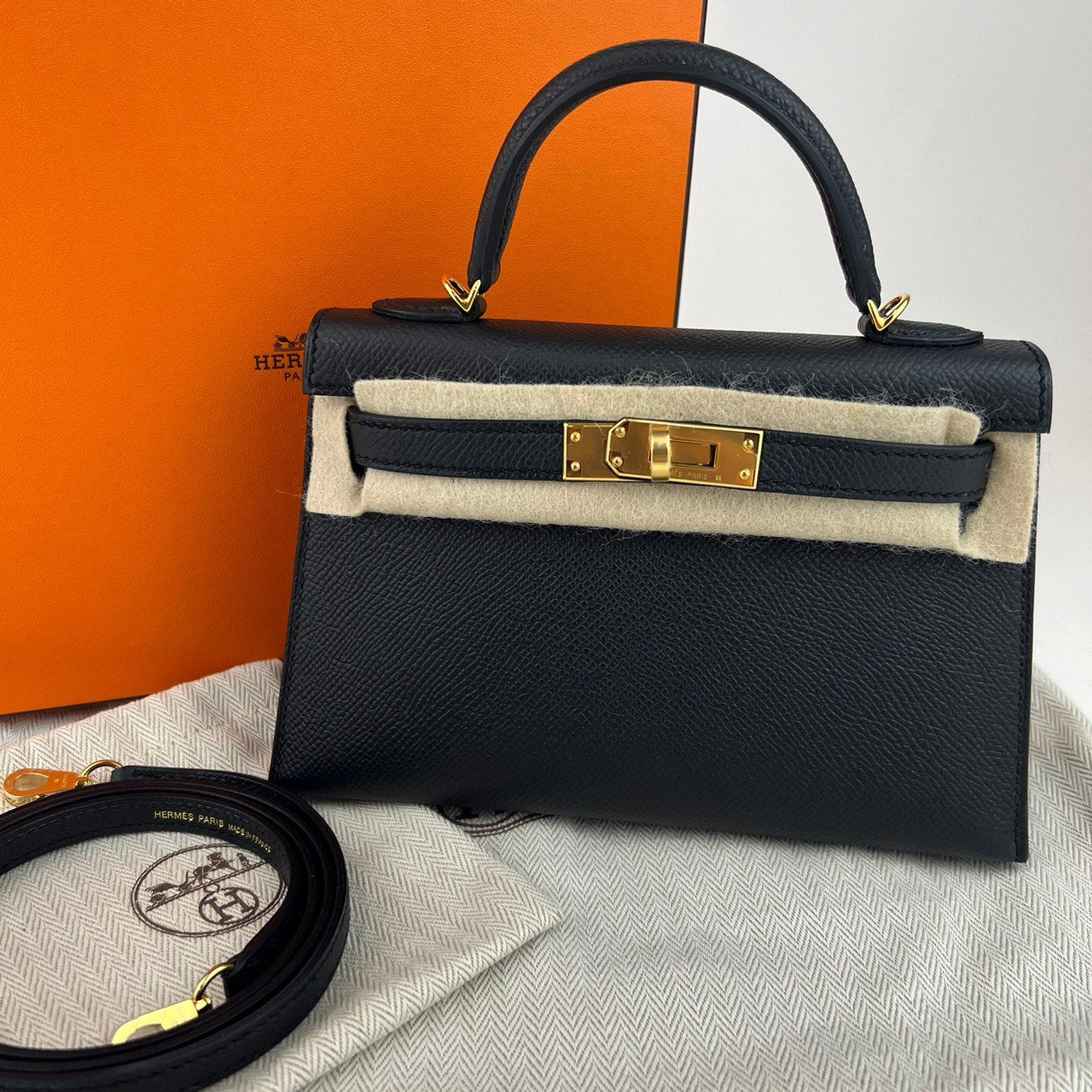 Mini kelly ミニケリー Black ブラック Epsom エプソン GHW ゴールド金具 Stamp-W W刻 レディースバッグ 2wayバッグ ショルダーバッグ ハンドバッグ
