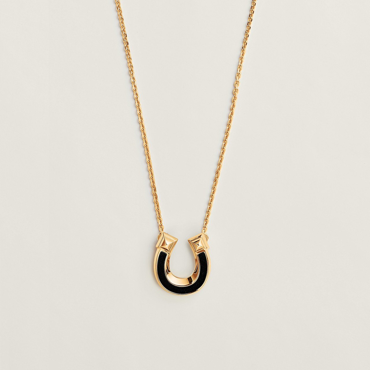 ジョケットネックレス、スモールモデル Jockette necklace ブラック/イエローゴールドメッキ Black / GHW