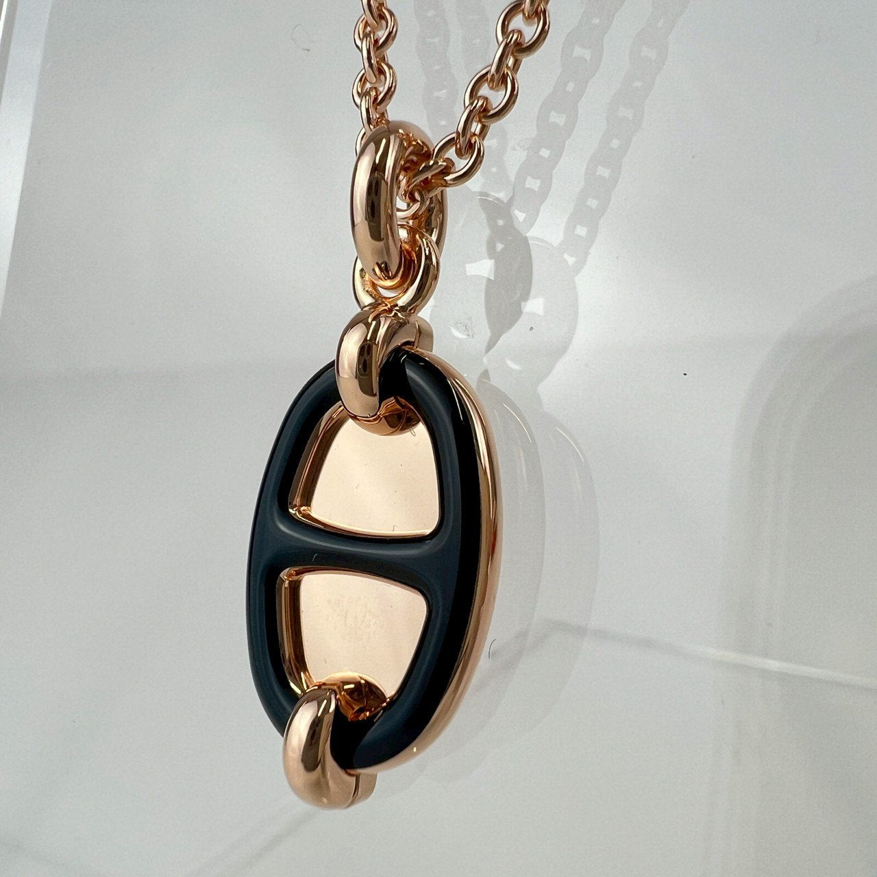 Hermès エルメス Mini Maillon pendant ミニ マイヨン ペンダント メタル Black / Rosegold :ブラック / ローズゴールド