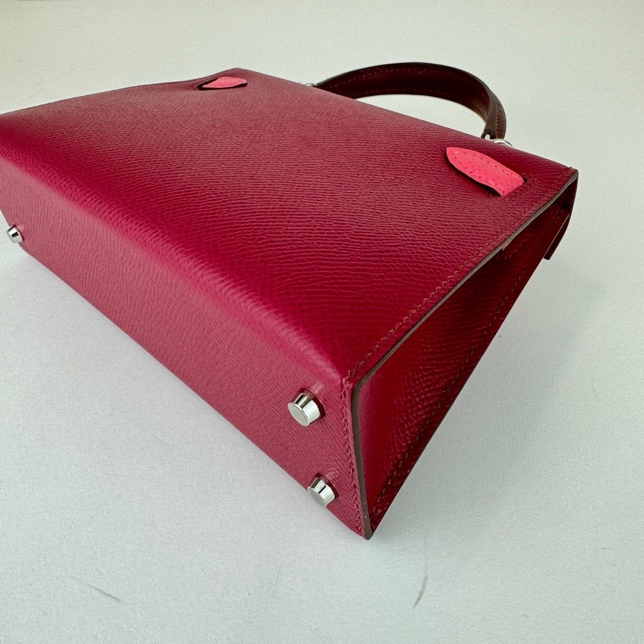 HERMES エルメス Mini kelly tricolor ミニケリー トリコロール Ruby/Rose azalee/Rouge H ルビー/ローズアザレ/ルージュアッシュ PHW シルバー金具 Epsom エプソン Stamp-B B刻印