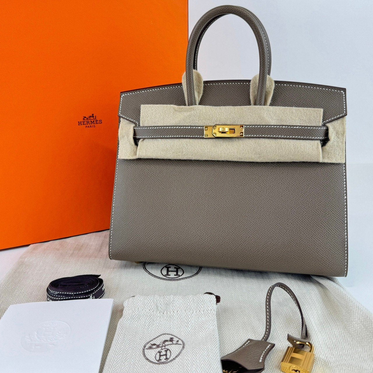 Birkin25 Sellier バーキン25セリエ Etoupe エトープ GHW ゴールド金具 Epsom エプソン Stamp-U U刻印