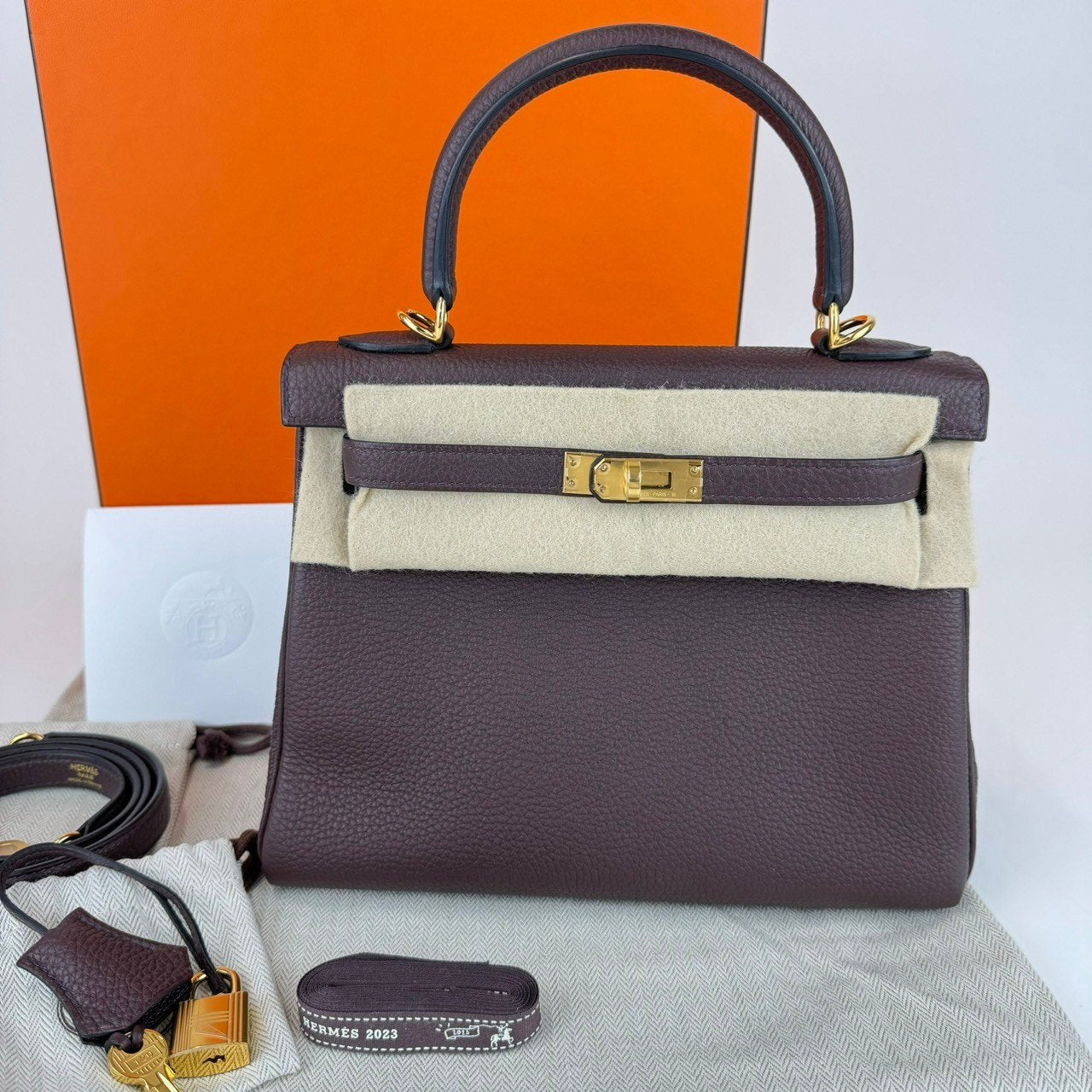 Kelly25 ケリー25 Rouge sellier ルージュセリエ GHW ゴールド金具 B刻 Togo トゴ
