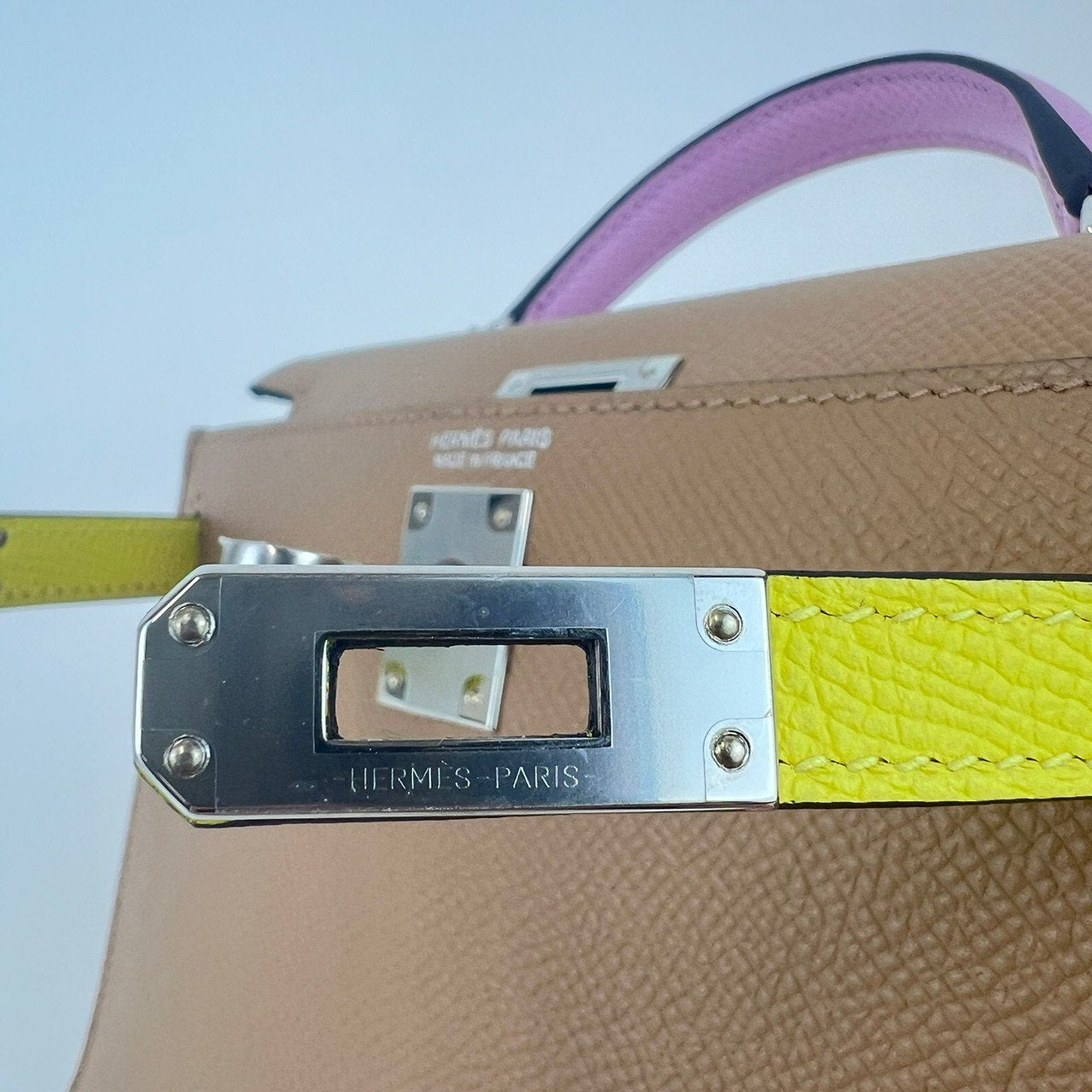 Mini Kelly tricolor ミニケリー トリコロール Chai/Mauve sylvestre/Lime チャイ/モーヴシルベストル/ライム PHW シルバー金具 U刻