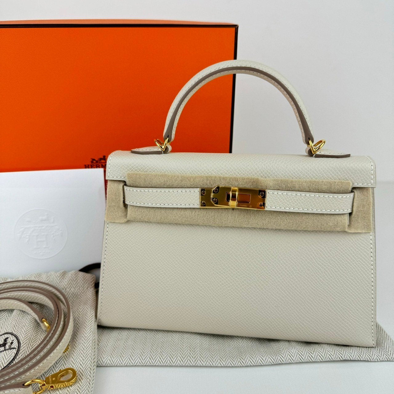 Mini kelly ミニケリー Craie クレ ゴールド金具 W刻 ハンドバッグ Epsom エプソン