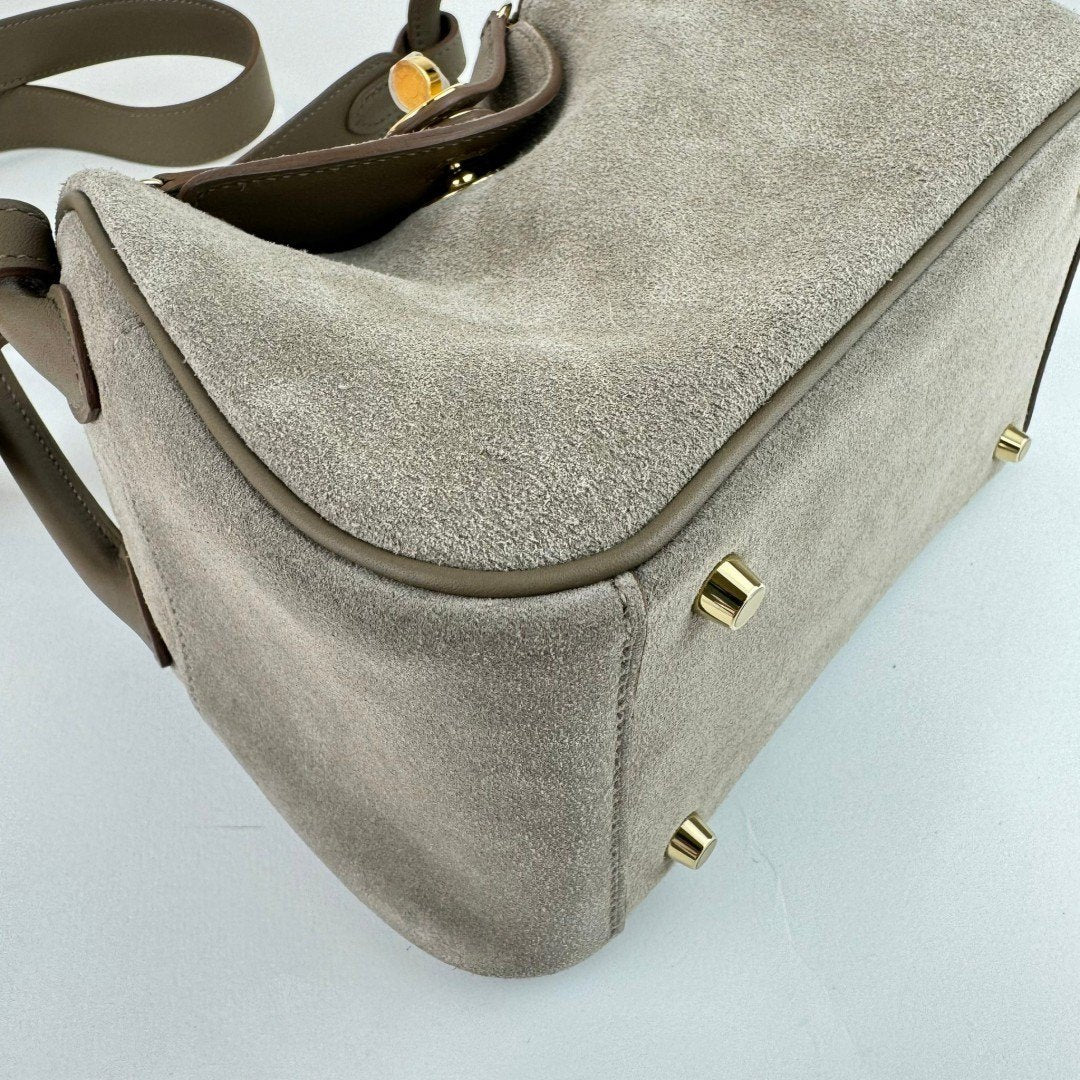 HERMES エルメス Lindy mini リンディミニ Gris caillou グリカイユ GHW ゴールド金具 Veau Grizzly ヴォーグリズリー Stamp-B B刻