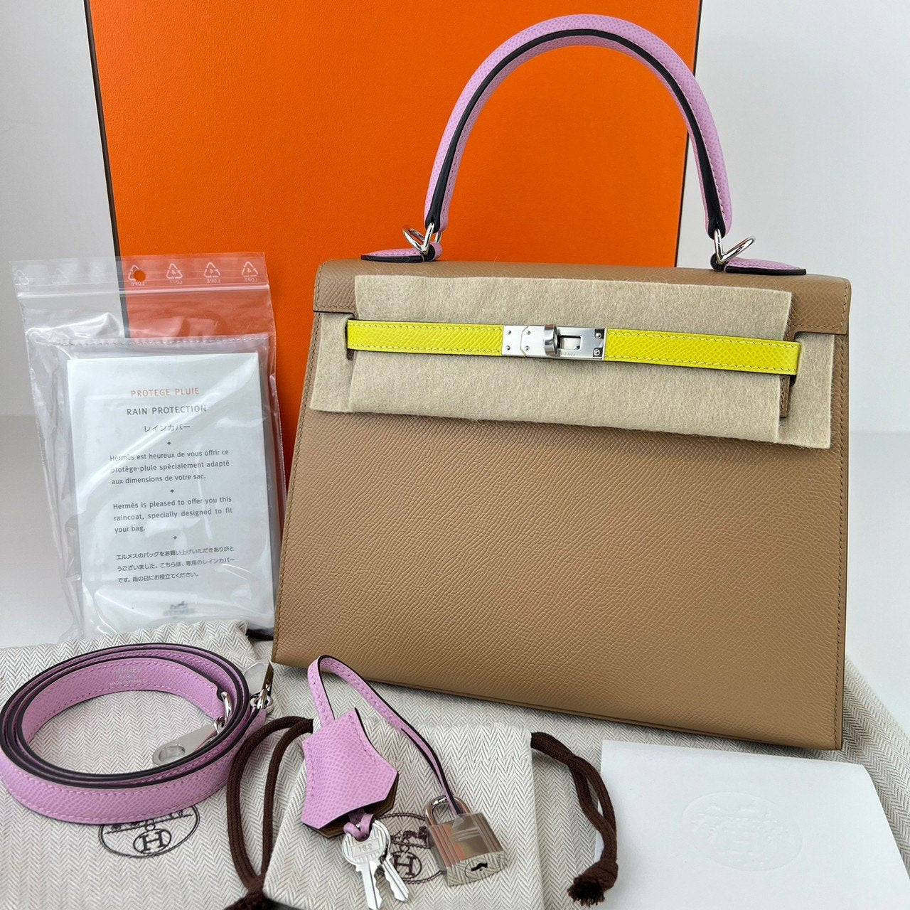 Kelly25 Toricolor ケリー25トリコロール Chai/Mauve sylvester/Lime チャイ/モーヴシルベストル/ライム PHW シルバー金具 Epsom エプソン Stamp-U U刻印