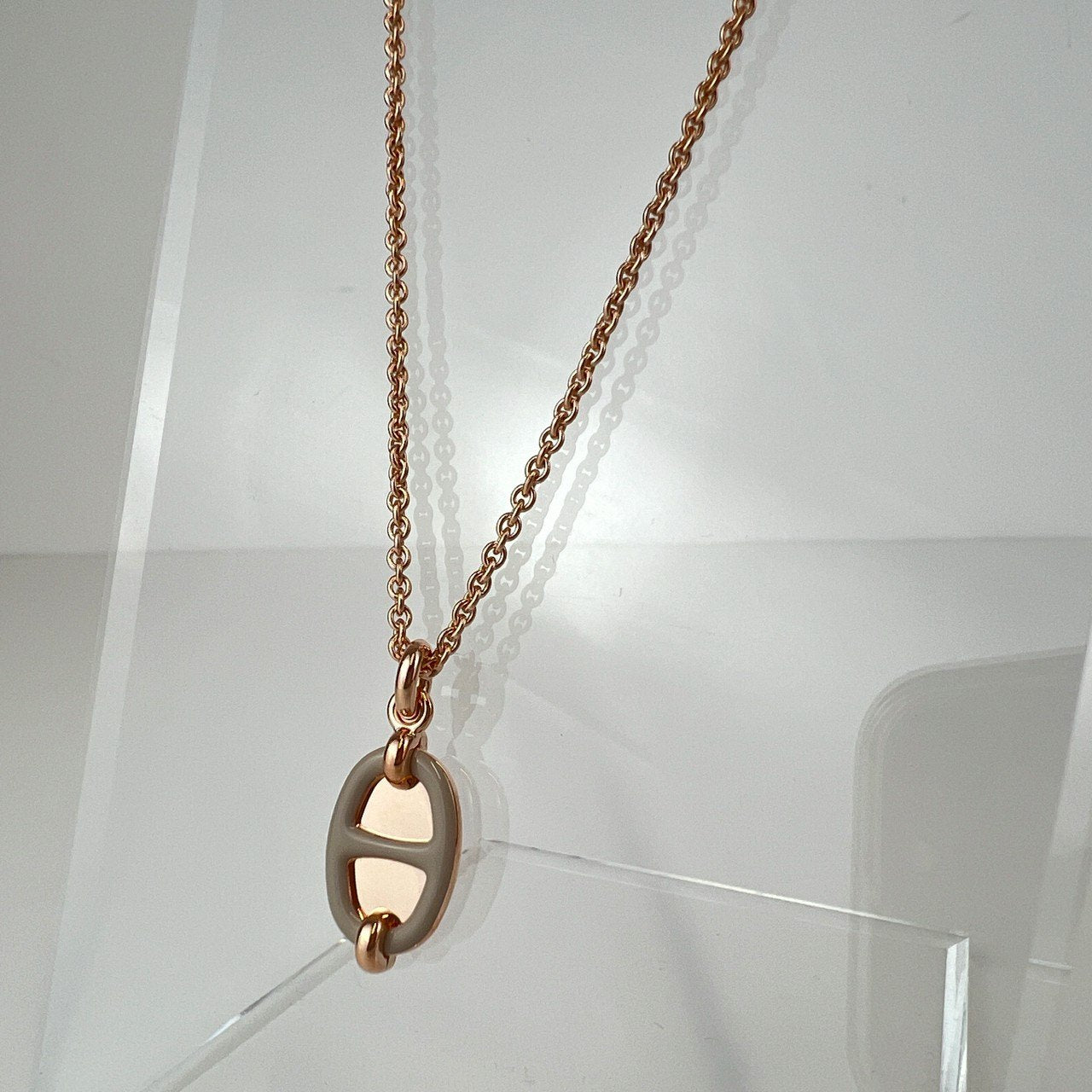 Hermès エルメス Mini Maillon pendant ミニ マイヨン ペンダント メタル Marron grace / Rosegold :マロングラッセ / ローズゴールド