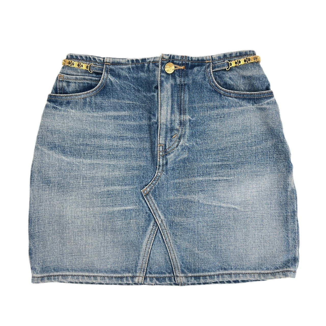 CELINE セリーヌ デニムミニスカート 綿100% light blue denim