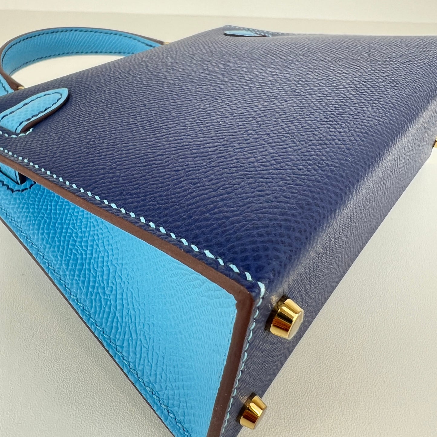 Mini kelly Special order ミニケリー スペシャルオーダー Blue navy/Celeste ブルーネイビー/セレステ PMBHW シャンパンゴールド金具 Stamp-K K刻印