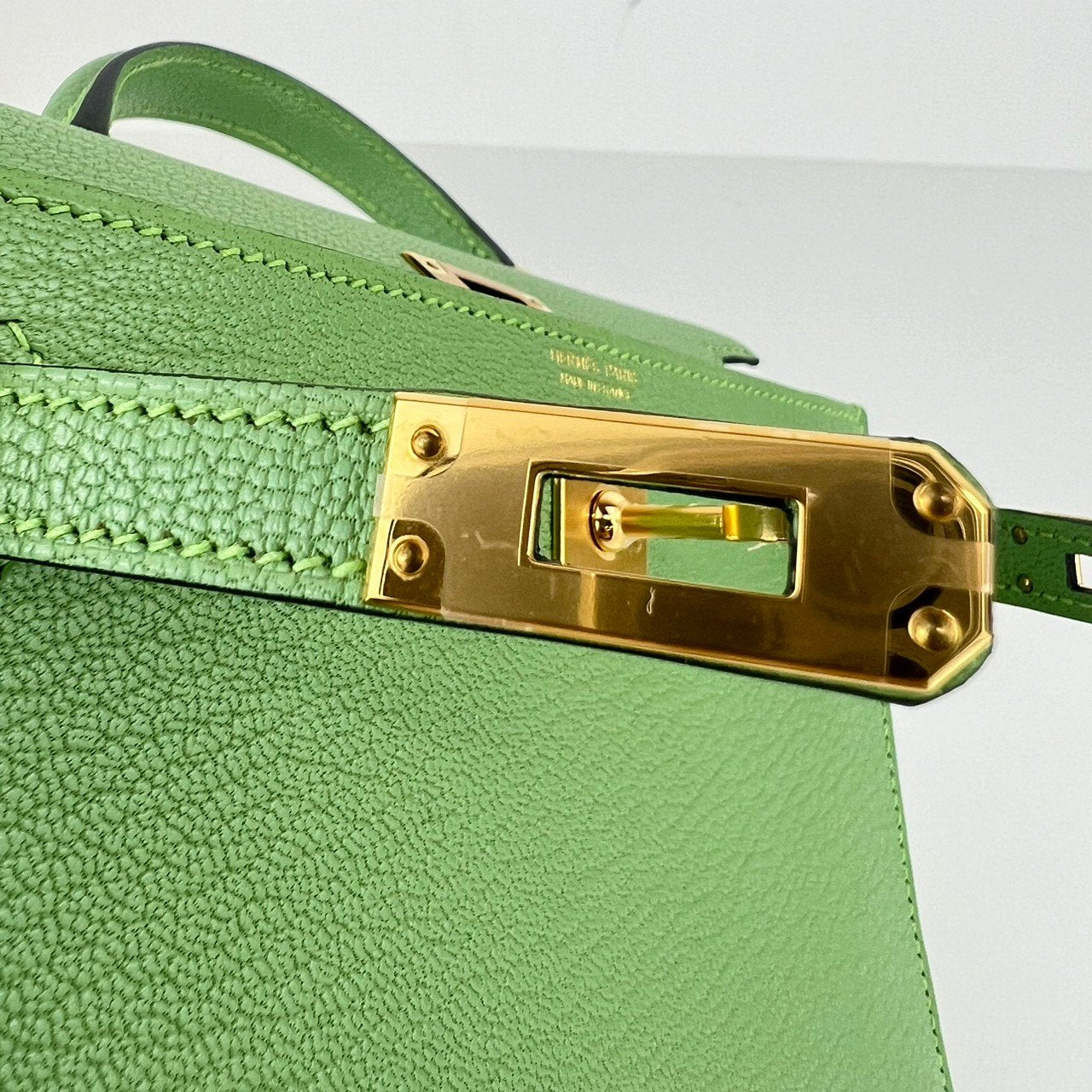 Mini kelly ミニケリー Vert criquet ヴェールクリケット GHW ゴールド金具 Chevre シェーブル Stamp-Z Z刻印