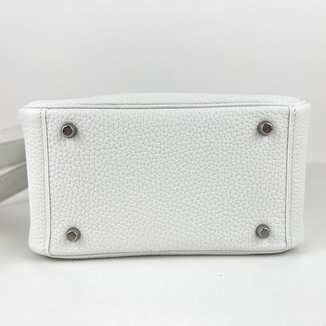 新品未使用 HERMES エルメス Lindy mini リンディミニ New white ニューホワイト PHW シルバー金具 Clemence クレマンス Stamp-B B刻 ショルダーバッグ レディースバッグ