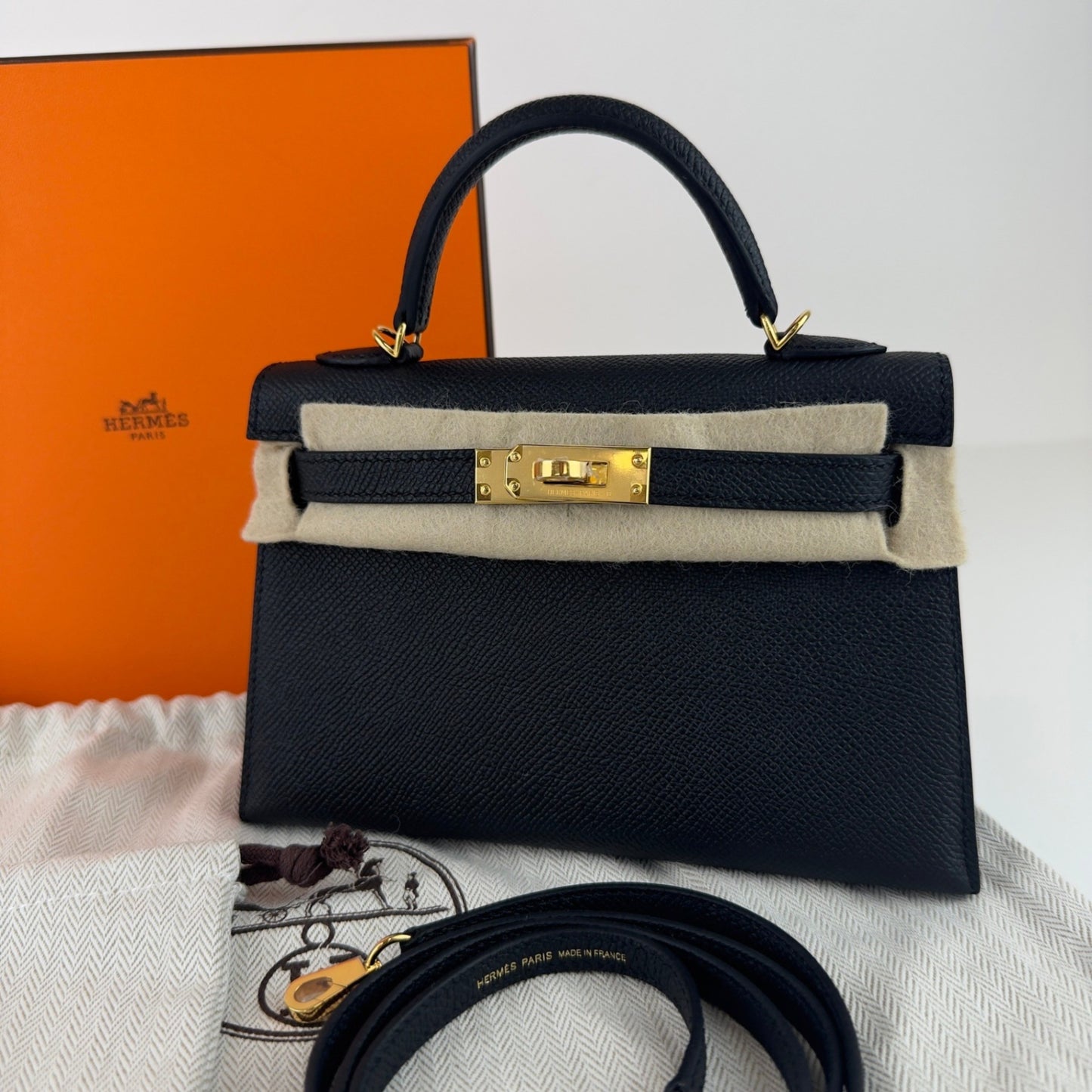 Mini kelly ミニケリー Black ブラック Epsom エプソン GHW ゴールド金具 Stamp-W W刻印