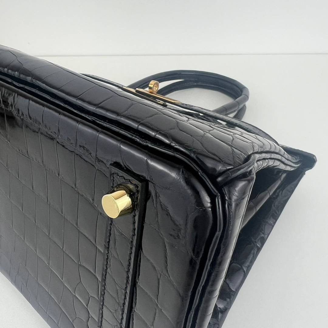 Birkin30 バーキン30 Black ブラック GHW ゴールド金具 Shiny crocodile シャイニークロコダイル Stamp-Y Y刻印