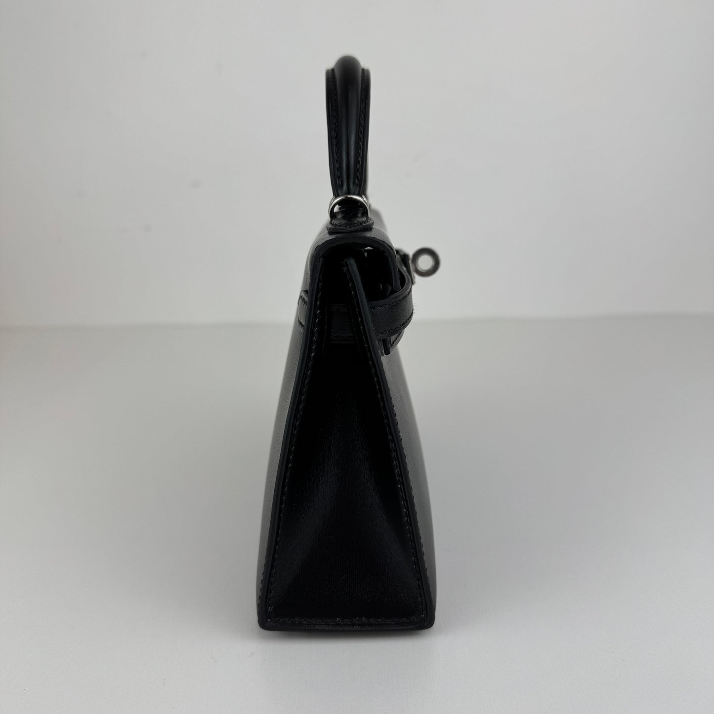 Mini kelly ミニケリー Black ブラック シルバー金具 Box calf ボックスカーフ Stamp-B B刻印