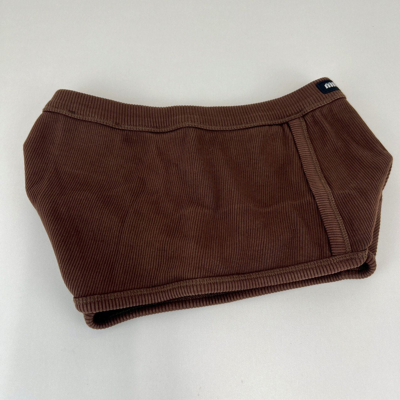 miu miu ミュウミュウ ガーメントダイ リブ編み ボクサーショートパンツ ポリエステル100% Brown ブラウン