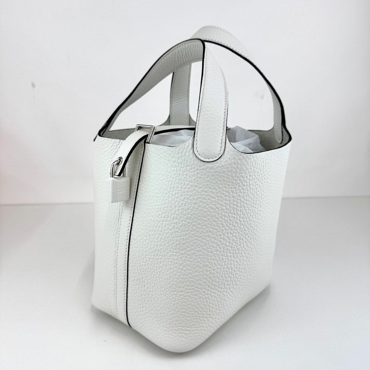 Picotin Lock PM ピコタンロック PM White ホワイト Taurillon Clemence トリヨンクレマンス PHW シルバー金具 Stamp-W W刻印