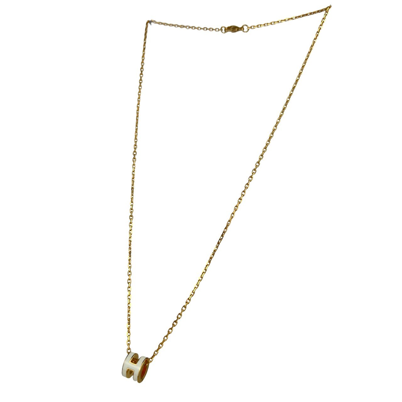 Pendant Mini pop H ミニポップアッシュ ネックレス ホワイト ゴールド金具