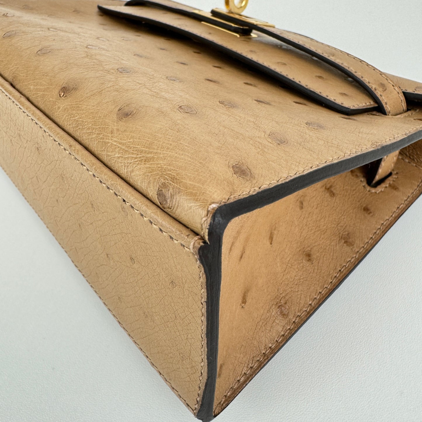 Kelly pochette ケリーポシェット Chai チャイ Ostrich オーストリッチ GHW ゴールド金具 Stamp-W W刻印
