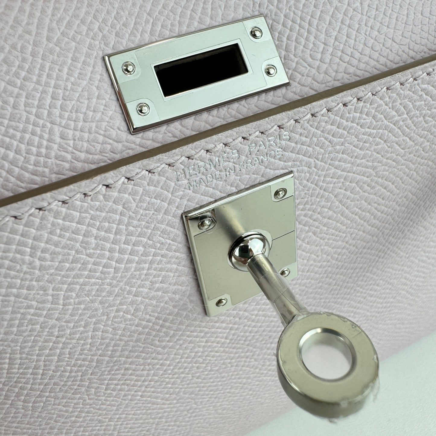 Mini kelly ミニケリー Stamp-K K刻印 Epsom エプソン Mauve pale モーヴペール PHW シルバー金具