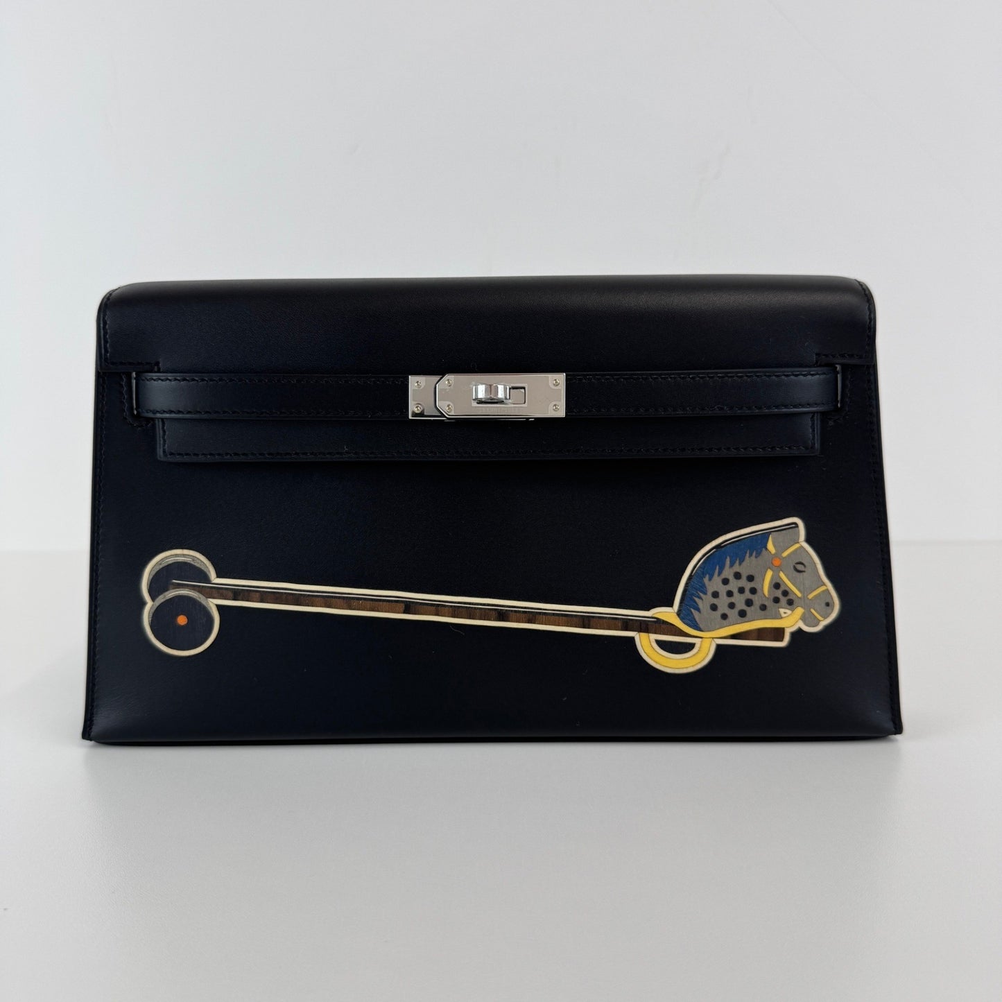 Hermès エルメス Kelly elan cheval de bois ケリーエラン シュヴァル ドゥ ボワ Stamp-W W刻印 Tadelakt タデラクト Black ブラック PHW シルバー金具