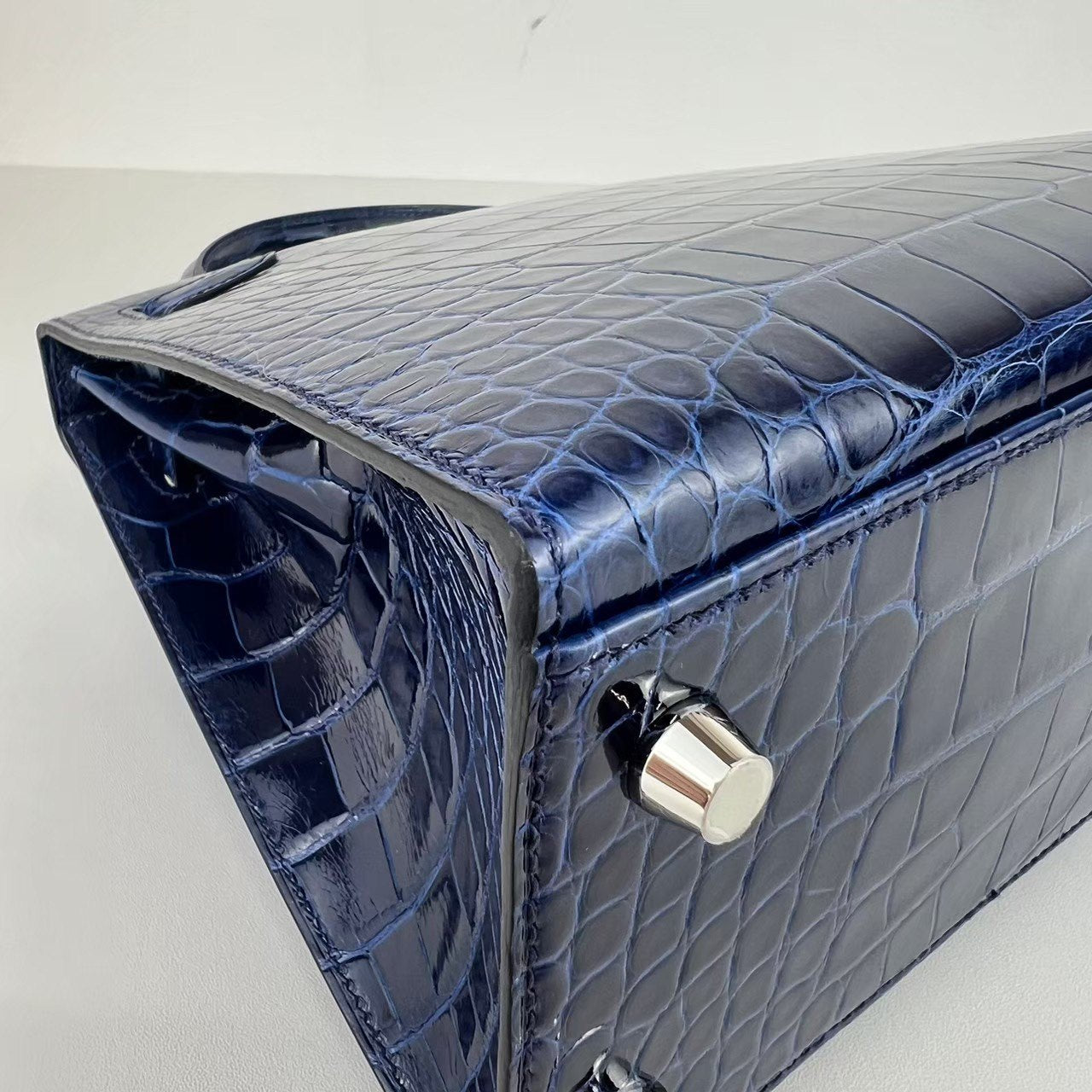 Kelly25 ケリー25 Blue saphir ブルーサファイア Alligatorアリゲーター PHW シルバー金具 Stamp-W W刻印