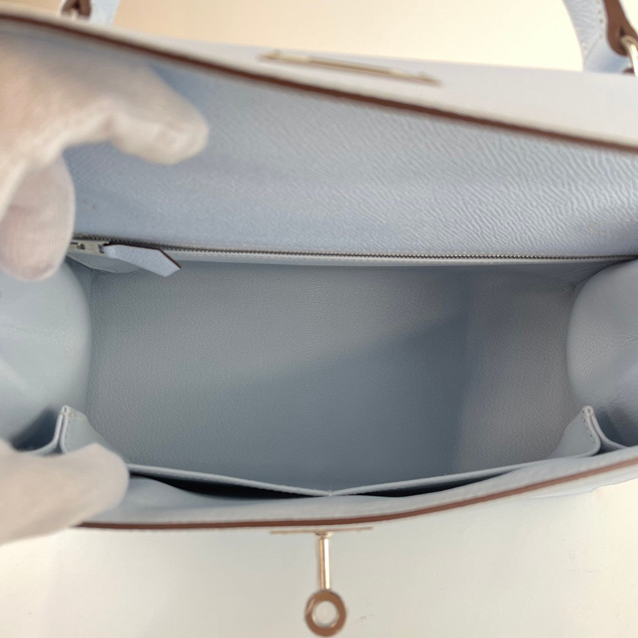 ケリー28 セリエ Kelly28 Sellier Y刻 ブルーブリュム Bleu Brume シルバー金具 PHW エプソン Epsom