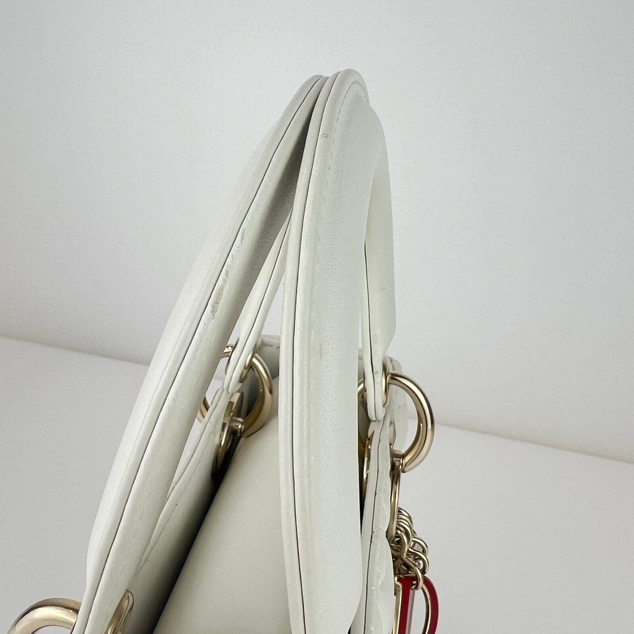 LADY DIOR レディディオール Lambskin ラムスキン White ホワイト ハート型 10-MA-0281 レディースバッグ ハンドバッグ