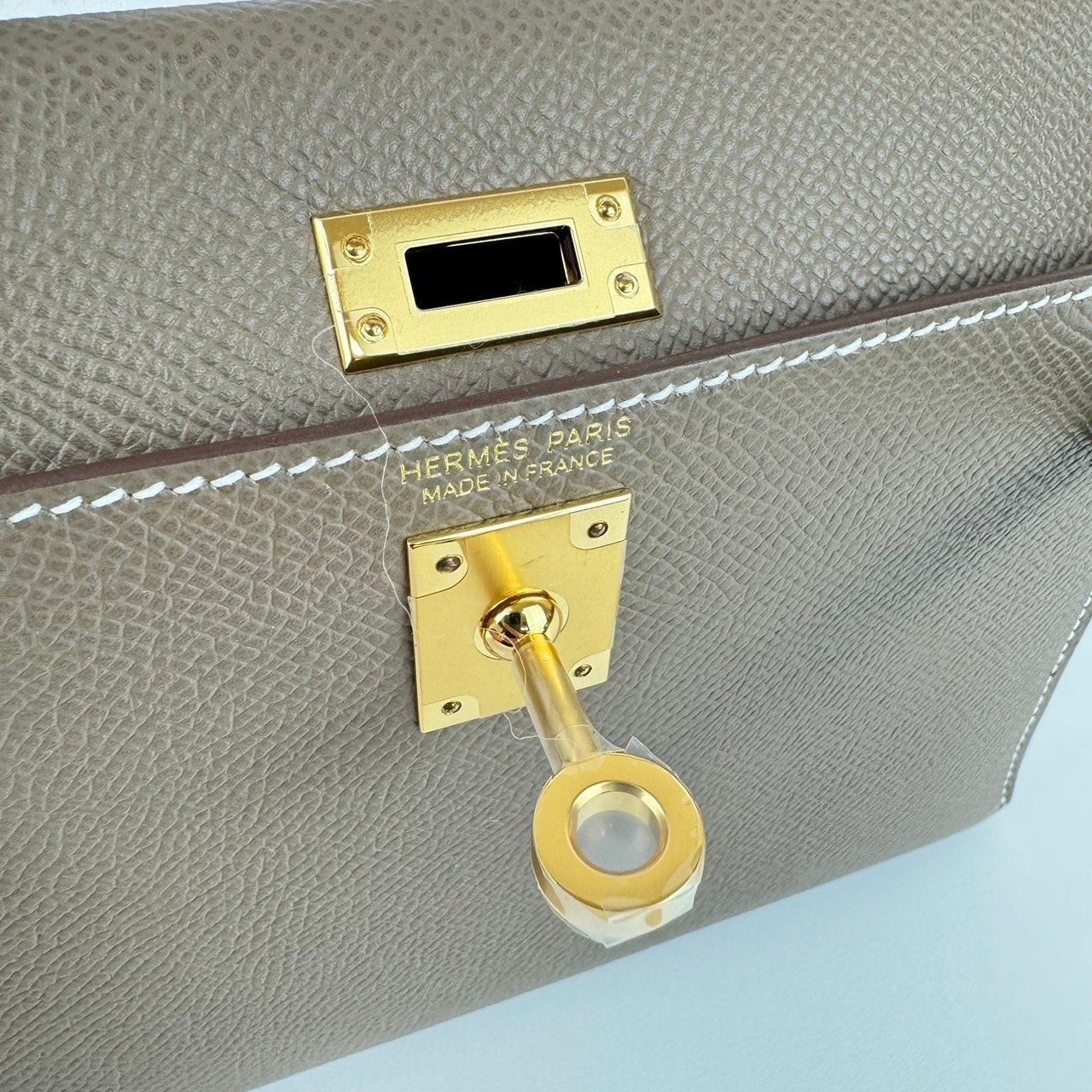 Mini kelly ミニケリー Stamp-W W刻印 Epsom エプソン Etoupe エトープ GHW ゴールド金具
