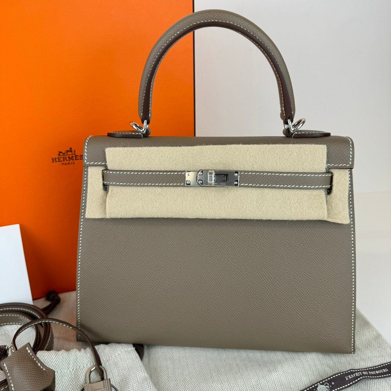 Kelly25 ケリー25 Etoupe エトープ PHW シルバー金具 W刻印 Epsom エプソン