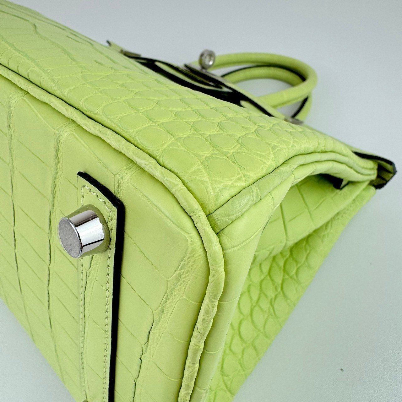 Birkin25 バーキン25 Jaune bourgeon ジョーヌブルジョン Alligatorアリゲーター PHW シルバー金具 Stamp-U U刻印