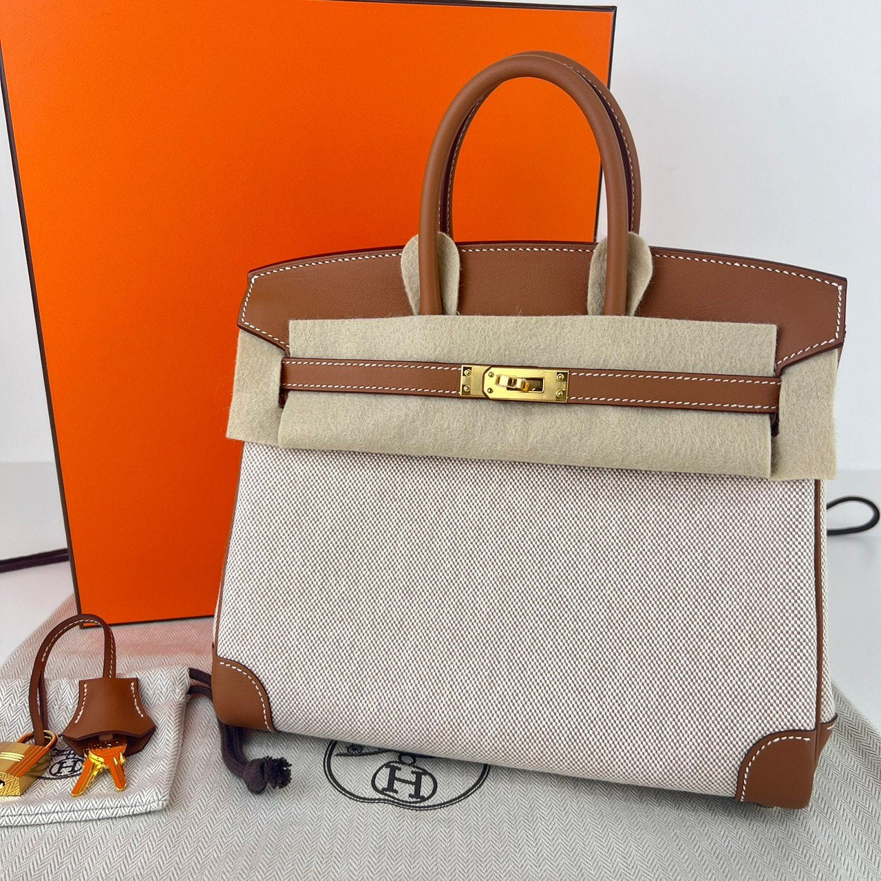 Birkin25 バーキン25 Gold ゴールド Toile H/Swift トワルアッシュ/スイフト GHW ゴールド金具 Stamp-W W刻印