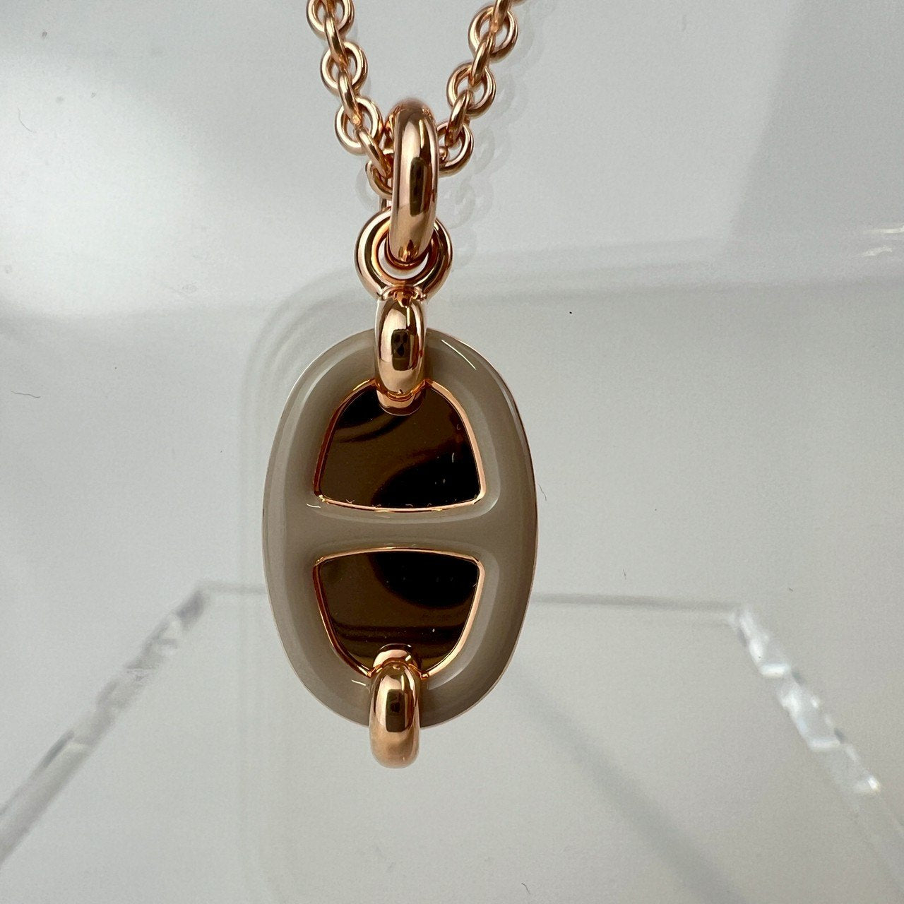 Hermès エルメス Mini Maillon pendant ミニ マイヨン ペンダント メタル Marron grace / Rosegold :マロングラッセ / ローズゴールド
