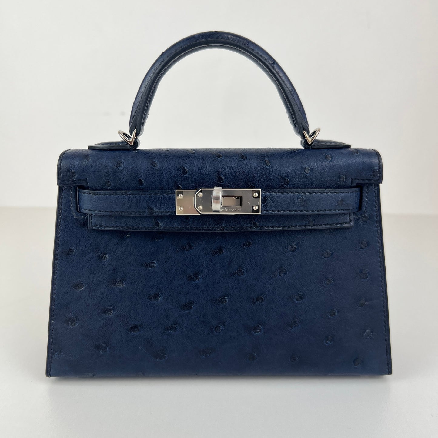 Mini kelly ミニケリー Aisome アイゾメ Ostrich オーストリッチ PHW シルバー金具 Stamp-W W刻印