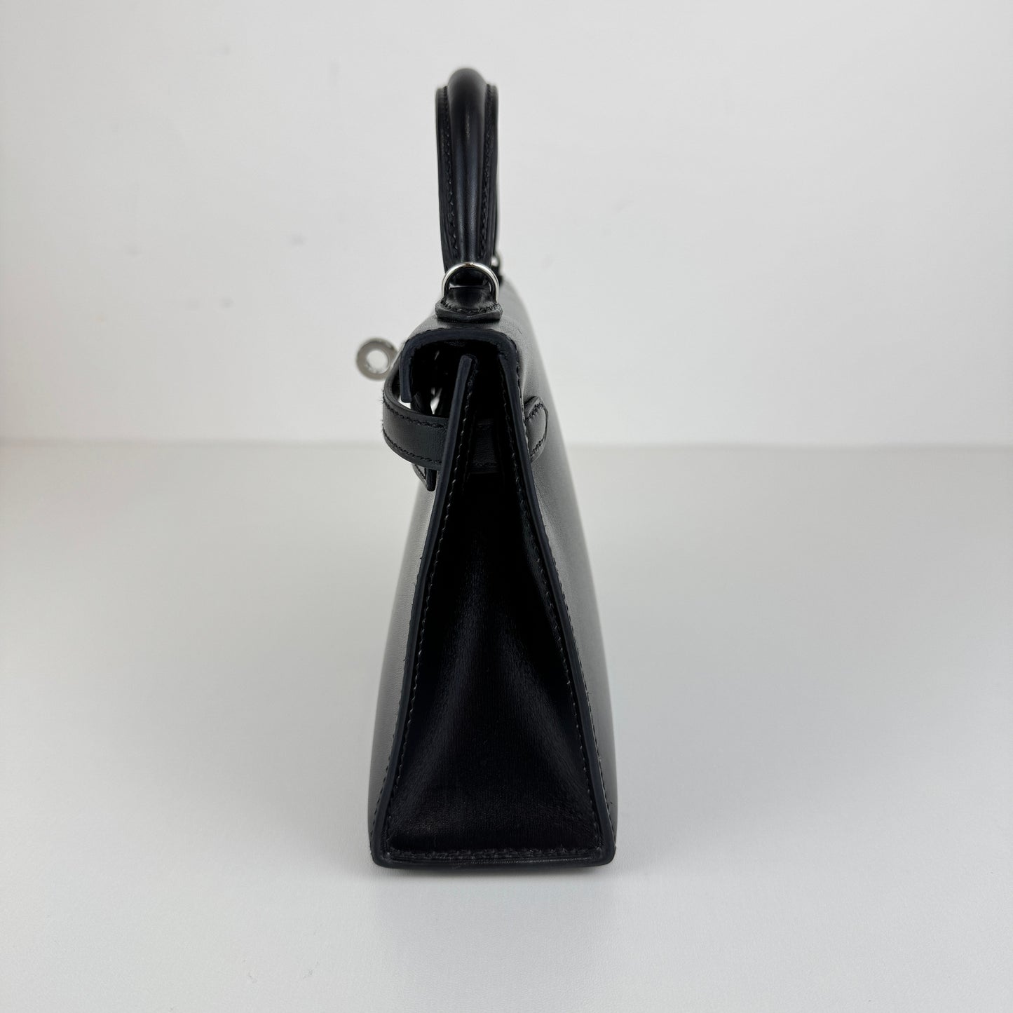 Mini kelly ミニケリー Black ブラック シルバー金具 Box calf ボックスカーフ Stamp-B B刻印