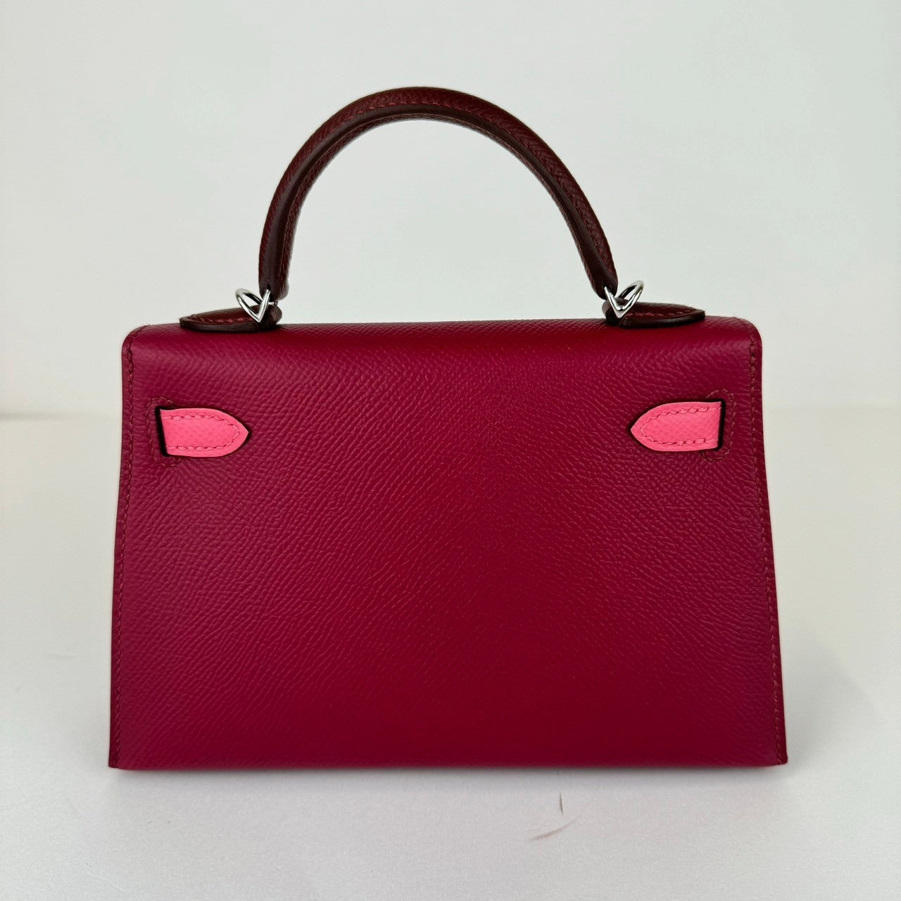 HERMES エルメス Mini kelly tricolor ミニケリー トリコロール Ruby/Rose azalee/Rouge H ルビー/ローズアザレ/ルージュアッシュ PHW シルバー金具 Epsom エプソン Stamp-B B刻印