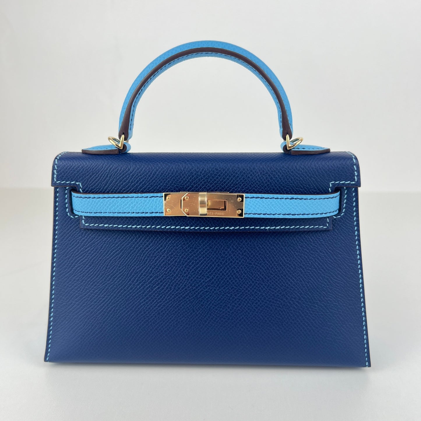 Mini kelly Special order ミニケリー スペシャルオーダー Blue navy/Celeste ブルーネイビー/セレステ PMBHW シャンパンゴールド金具 Stamp-K K刻印