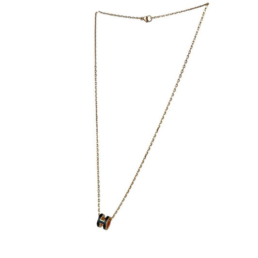 Pendant Mini pop H ポップアッシュネックレス ミニ ブラック ローズゴールド金具