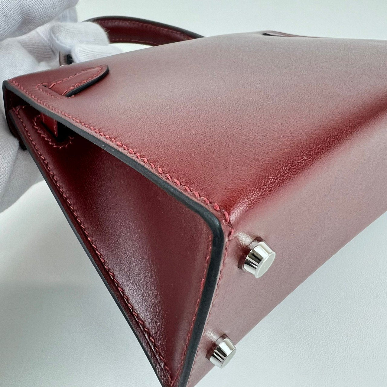 Mini kelly ミニケリー Rouge H ルージュアッシュ PHW シルバー金具 Box calf ボックスカーフ Stamp-W W刻印
