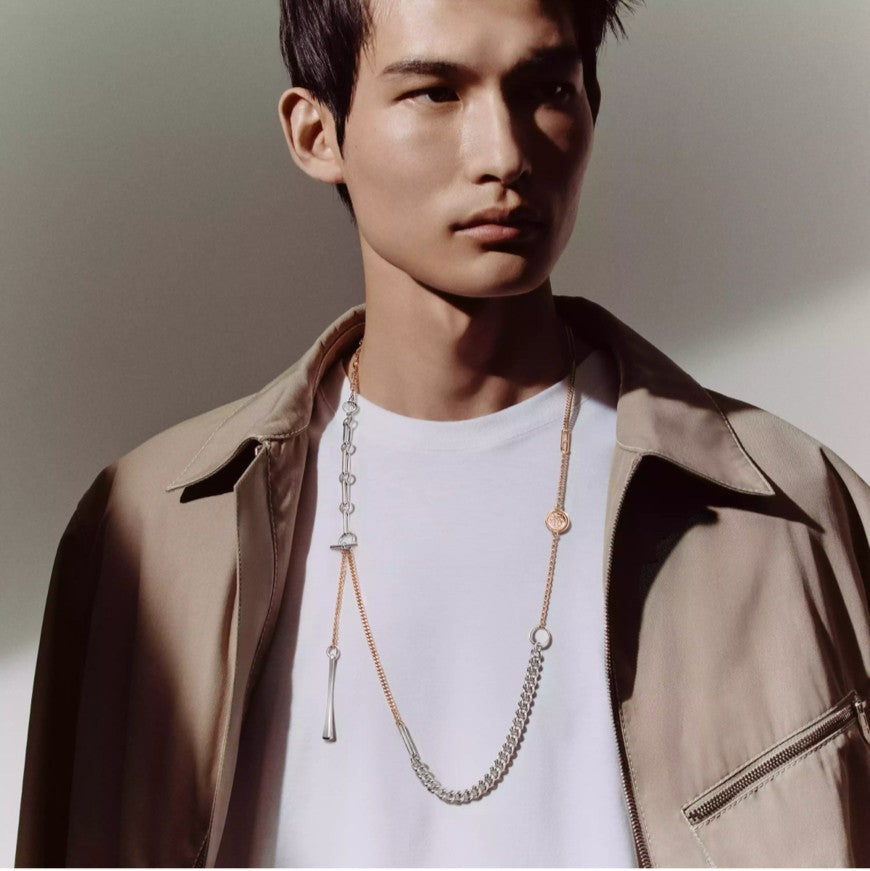 新品未使用 HERMES エルメス Mix and h long necklace ミックス&Hロングネックレス RG金具 ローズゴールド/シルバー